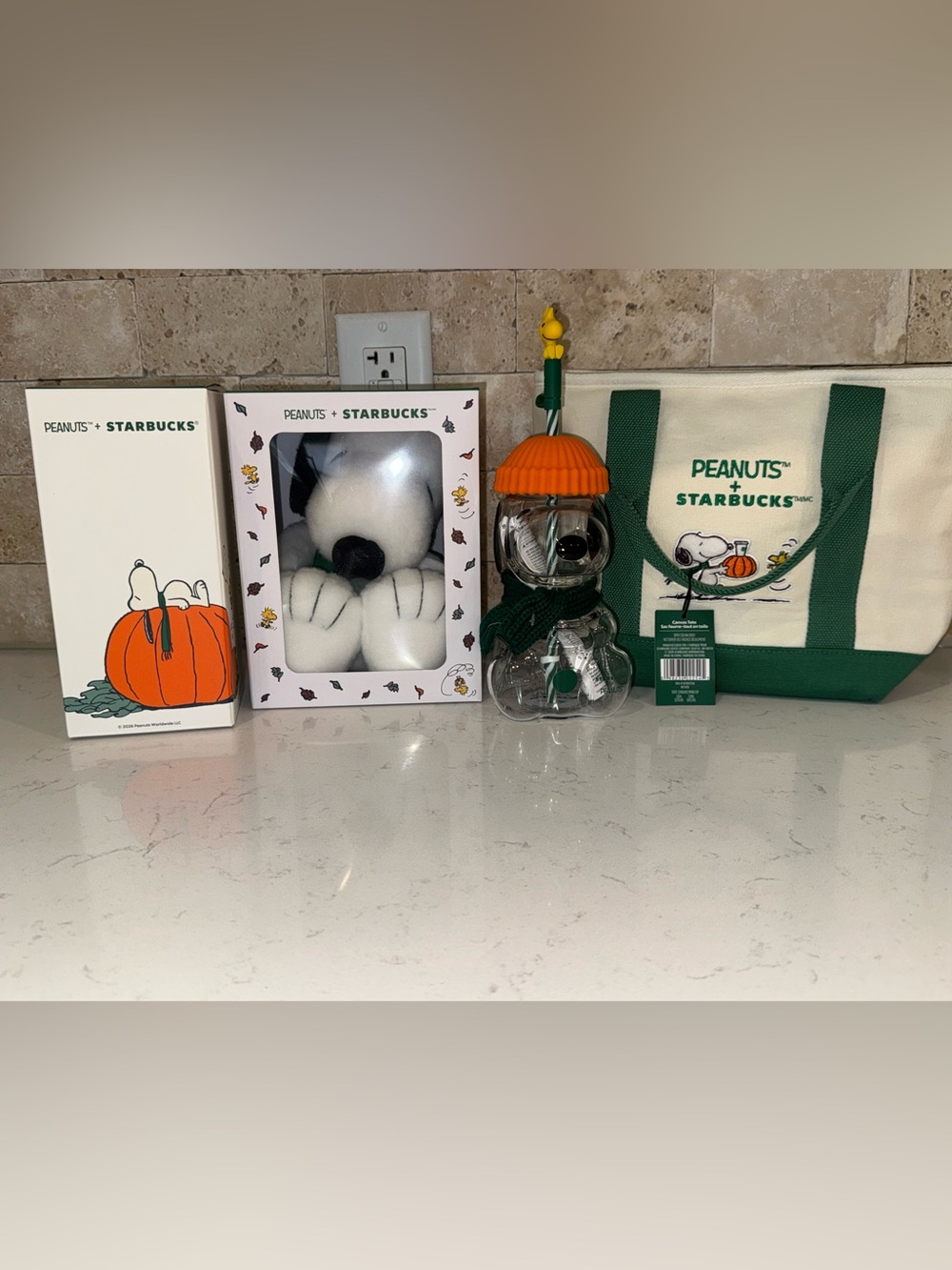 Starbucks x Peanuts Snoopy Fall Bundle 🎃 Plush Tote + Tumblers